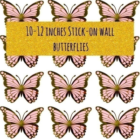 Butterfly Decorative Wall Stickers 3D Bedroom Three-Dimensional Decoration Gold - Picture 1 of 4